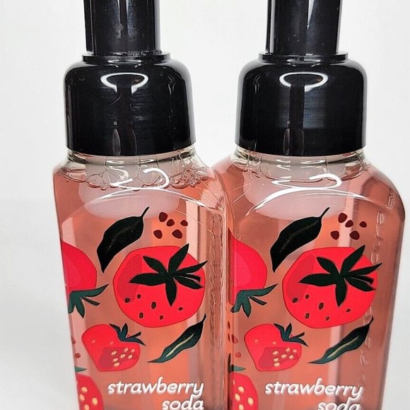 BATH & BODY WORKS STRAWBERRY SODA FOAMING HAND SOAP SET OF 2 SELTZER FRUITY NEW! - Picture 2 of 2